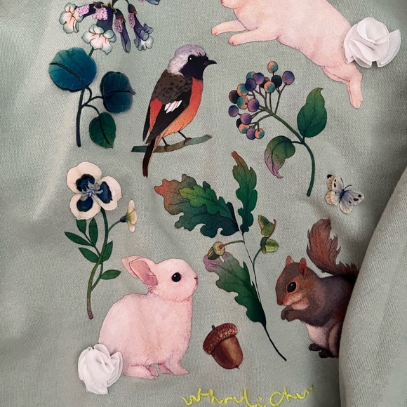 Hooded sweatshirt with nature design. H & M - Picture 2 of 2